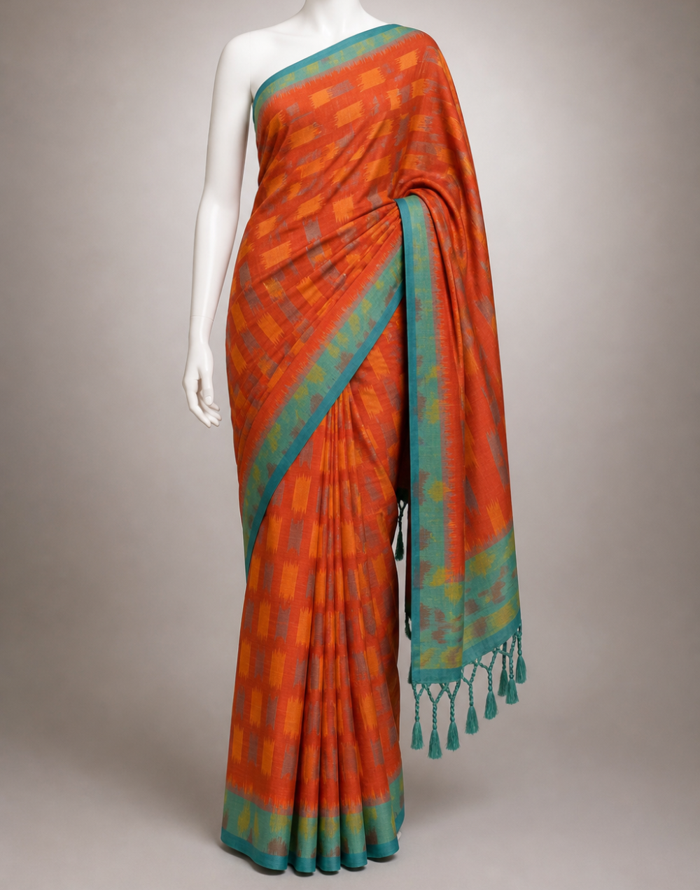 Authentic Mustard and Blue Pure Silk Patola Saree